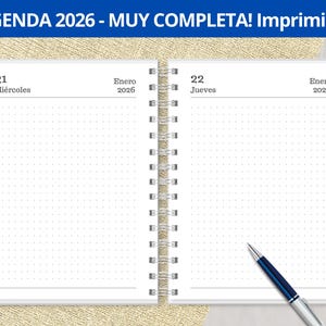 Agenda Bullet Journal 2026 Diaria para imprimir - Un Día por Página - Planeadores Mensuales - Gastos - archivos PDF imprimible- MUY COMPLETA