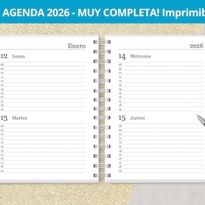 Agenda 2026 - Dos días por página - para imprimir - Planeadores Mensuales - Gastos- Notas- archivos PDF imprimibles - digital - MUY COMPLETA