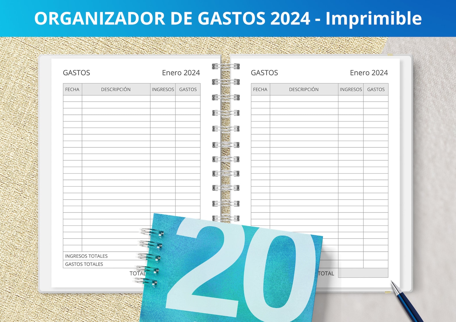 Organizador de Gastos 2024 para imprimir Planeadores Mensuales archivos