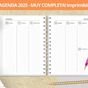 2025 Weekly Printable Agenda - Monthly Planners - Expenses - Bullet Journal Dotted Notes - Printable PDF Files - VERY COMPLETE