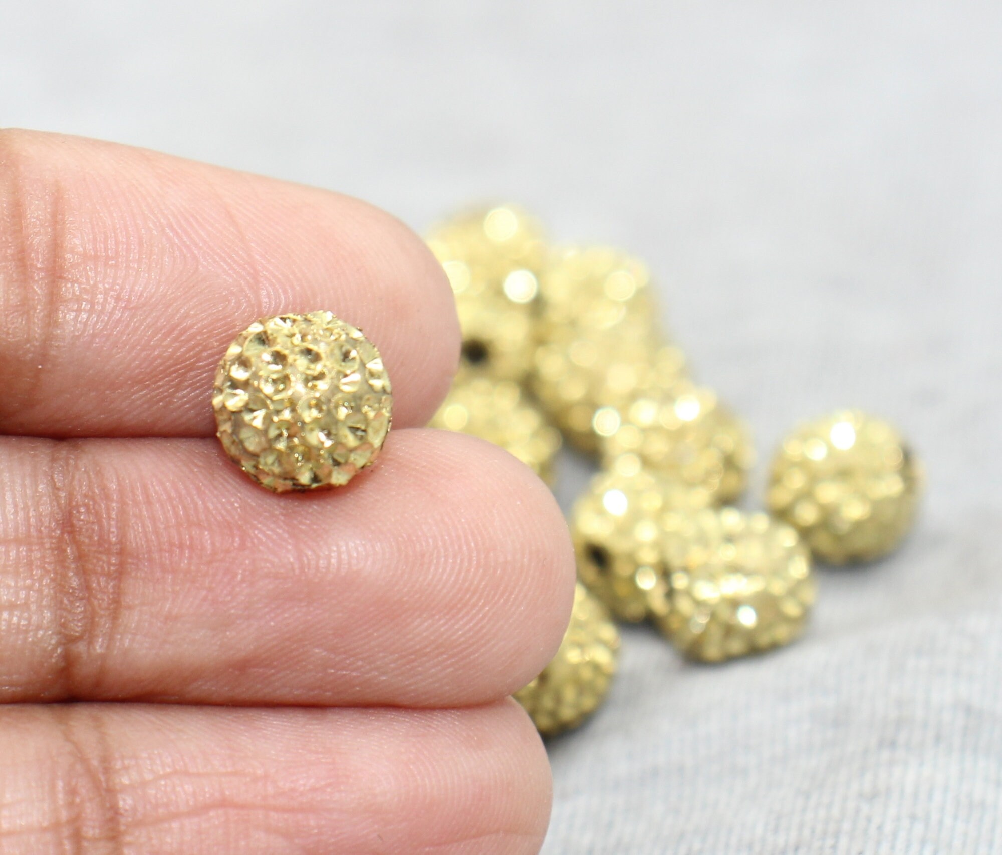 10 Pcs Gold Plated Sparkly Round Beads / Round Bead / 8mm Gold Etsy UK