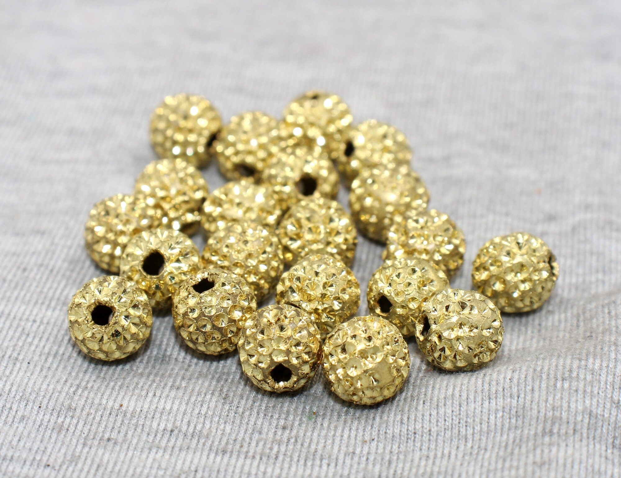 10 Pcs Gold Plated Sparkly Round Beads / Round Bead / 8mm Gold Etsy UK