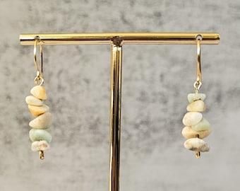 Natural Stacked Stone Earrings | Minimalist Boho Jewelry, Cairn Rock Stack Earrings, Zen Stone Earrings