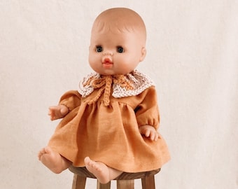 Minikane doll clothes / Minikane dress / Mustard linen dress /  Minikane Baby doll clothes / 13 inch Minikane clothing / Ready to ship