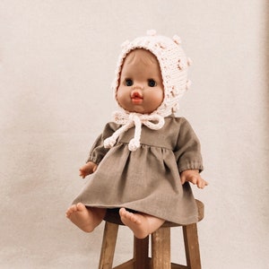 Minikane doll clothes set  / Minikane  doll dress / Linen clothes for Minikane / 13 inch Doll  Clothes / Paola Reina dress / Doll bonnet