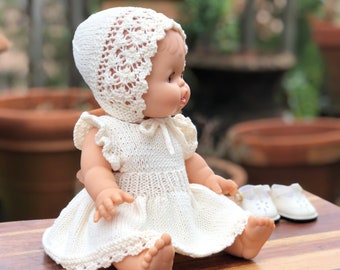 Minikane doll clothes set / Doll dress / Minikane bonnet / Bonnet for Miniland doll / Dress doll Miniland / Doll Lace Bonnet