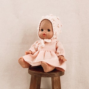 Minikane doll clothes set  / Minikane  doll dress / Linen clothes for Minikane / 13 inch Doll  Clothes / Paola Reina dress / Doll bonnet