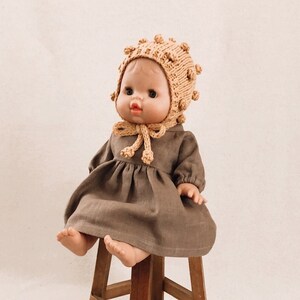 Minikane doll clothes set  / Minikane  doll dress / Linen clothes for Minikane / 13 inch Doll  Clothes / Paola Reina dress / Doll bonnet