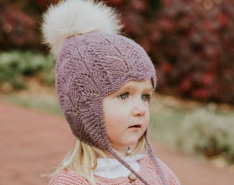 Cute Baby Embroidery Crown Hat Long Ear Winter Warm Earflap Cap For Kids Gifts 