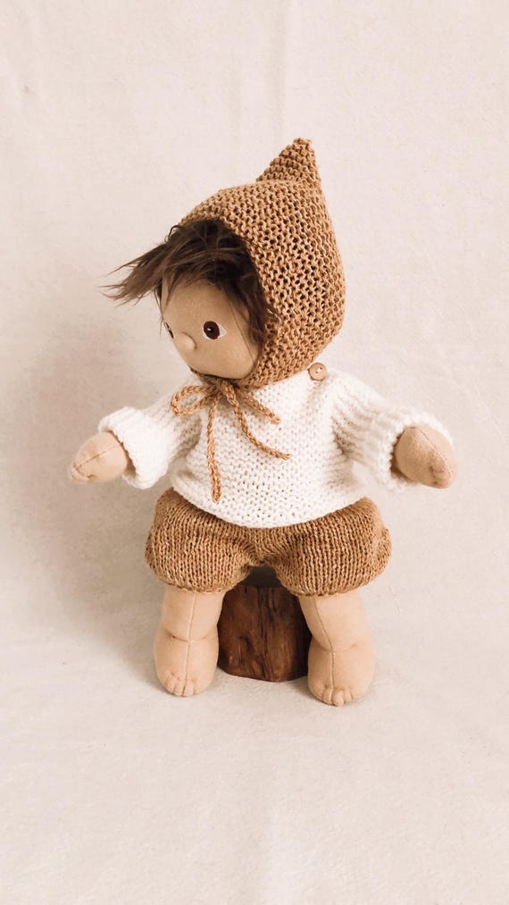Set De Pull Et Bonnet Blancs Pour Poupée De 17 Cm – Acrylique Doux Et Lavable – Accessoire Hivernal – Poupée Non Incluse
