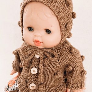 Minikane doll clothes / Minikane doll dress / Minikane accessories / 13 inch Doll Clothes / Popcorn cardigan / Minicane Doll bonnet image 5