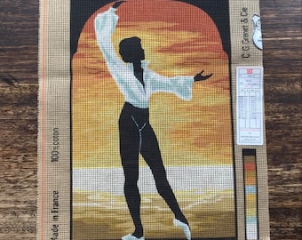 Tancerz baletowy Retro nowoczesny Mid Century Needled Canvas nieobrobiony Vintage sylwetka