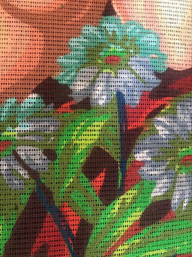 Nude With Letter Red Drapes Needlepoint Canvas Tapestry Unworked