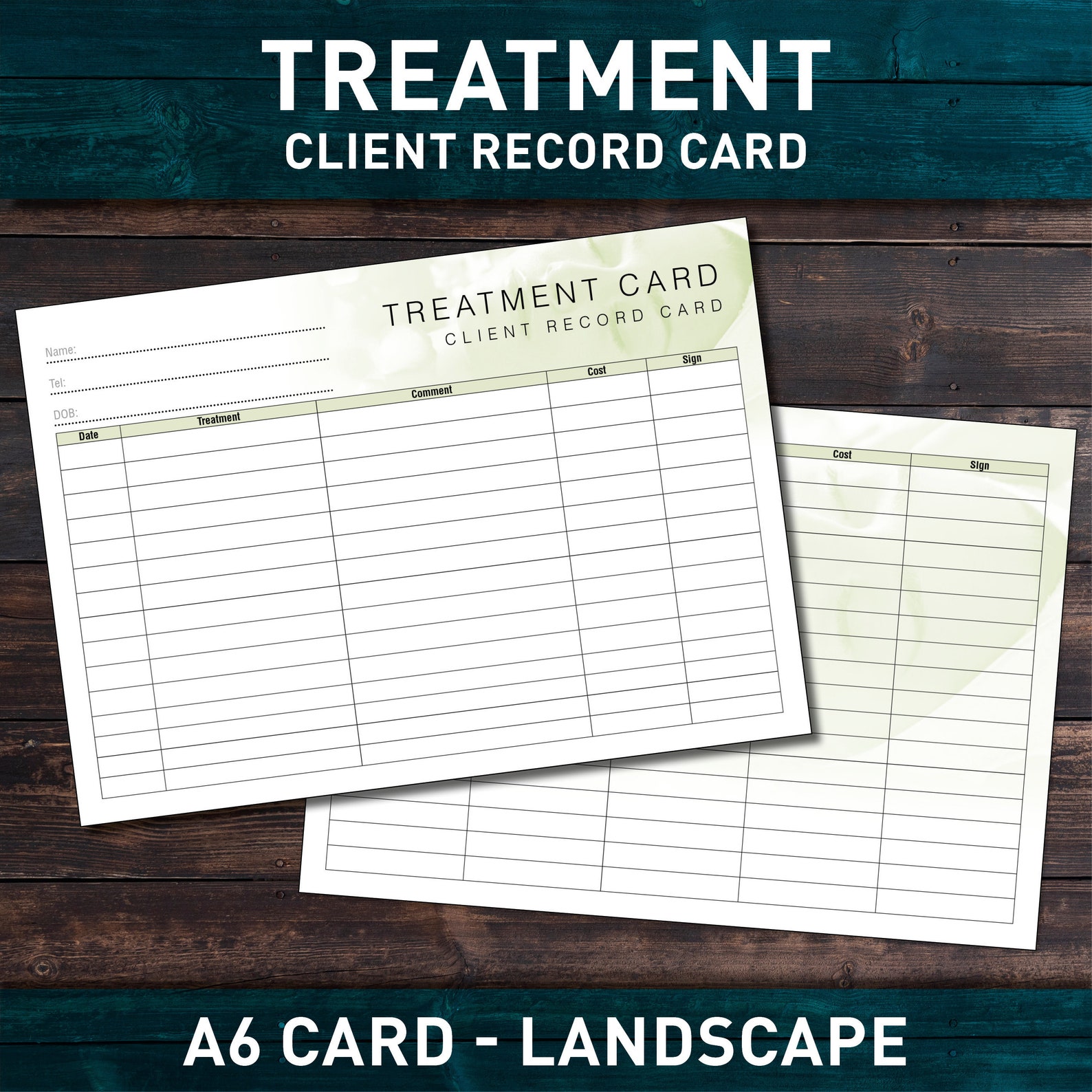 Treatment Client Card / Client Record Card / Treatment - Etsy UK