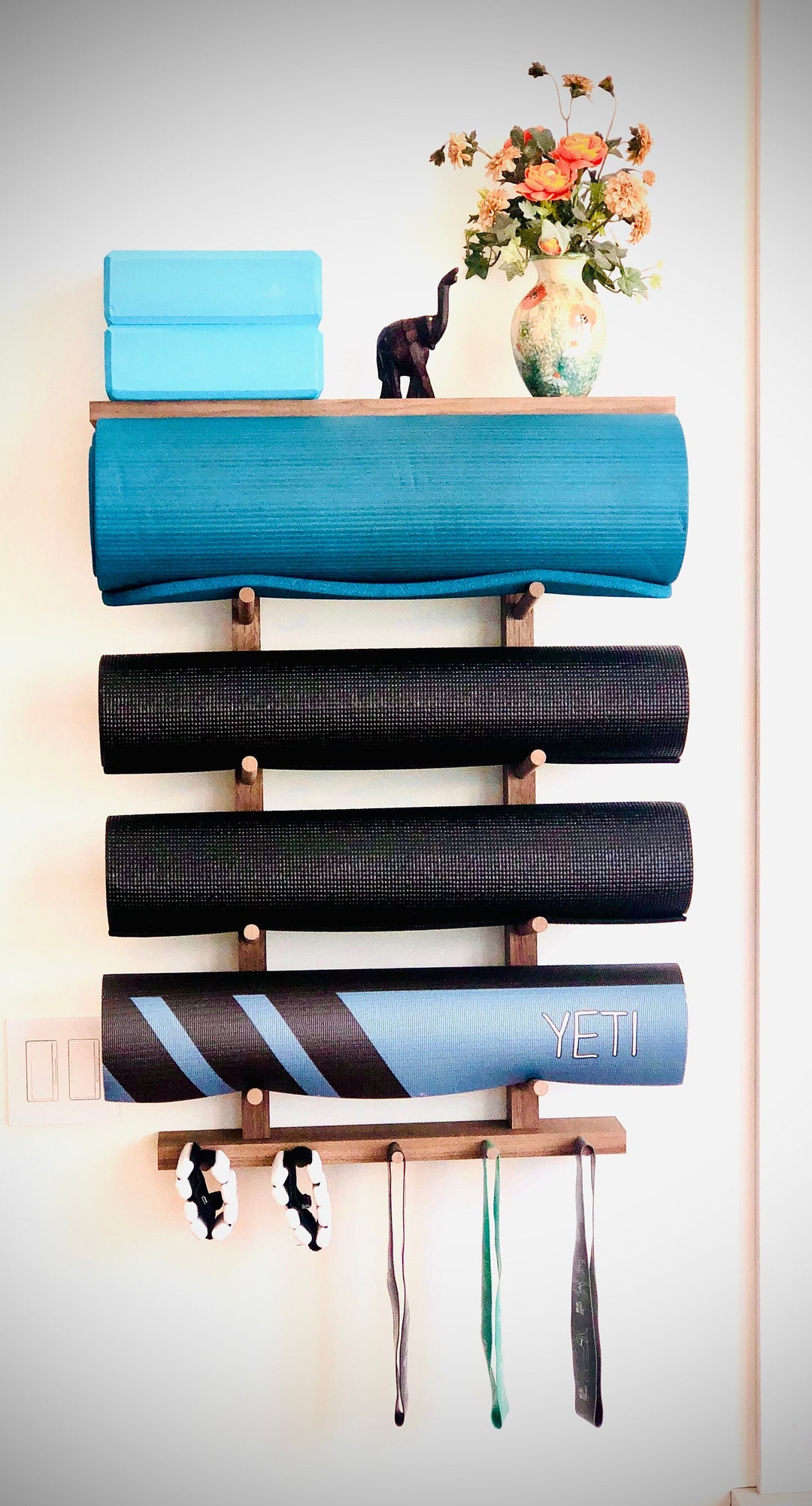 Wall-mounted Yoga Mat Rack: Handmade, Furniture Quality, 100% Solid  Hardwoodwalnut, Cherry, Maple, Poplar 