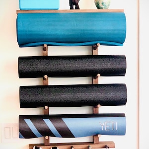 Wall mounted Yoga Mat Rack Handmade Furniture Quality 100