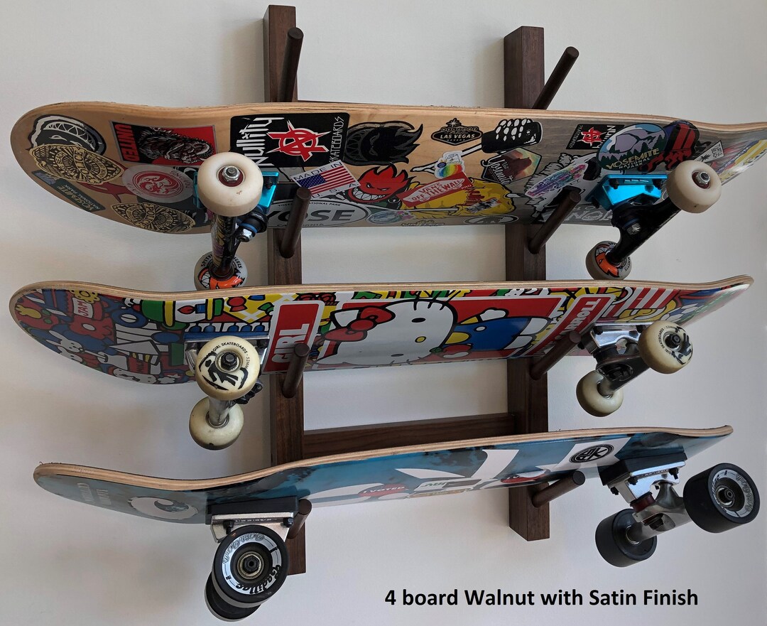 Wallmounted Skateboard Rack Handmade, Furniture Quality, 100 Solid Hardwoodwalnut, Cherry