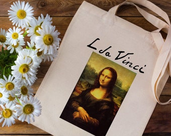 Cotton bag-Natural bag-Shopping bag-Eko bag-Print tote bag-Eco Friendly Bag-Leonardo da Vinci-Canvas tote bag-Gift-Printed