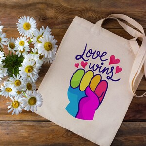 Rainbow cotton bag, natural cotton bag with LGBT pattern