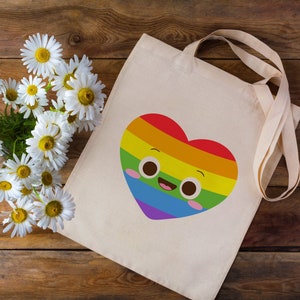Rainbow cotton bag, natural cotton bag with LGBT pattern