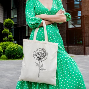 Cotton natural ecru shopping bag with natural pattern minimalism theme modern simplicity image 3