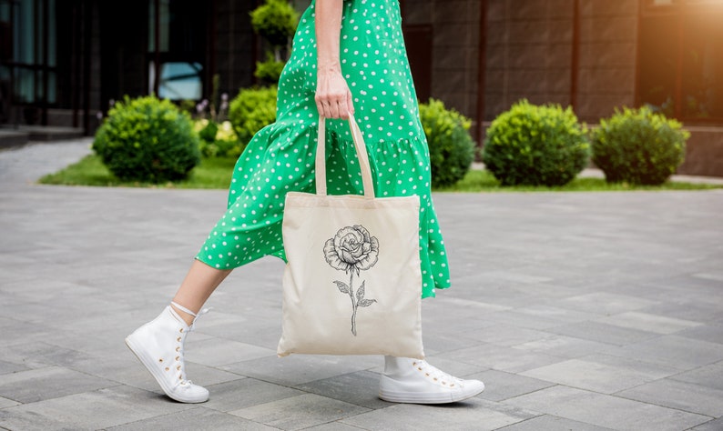 Cotton natural ecru shopping bag with natural pattern minimalism theme modern simplicity image 4