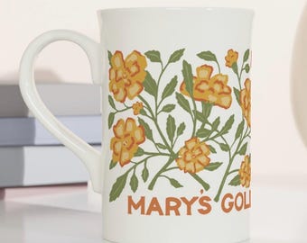 Ringelblume - Mary's Gold, 10 Unze schlanke Porzellantasse, Heilige Maria katholische Geschenk