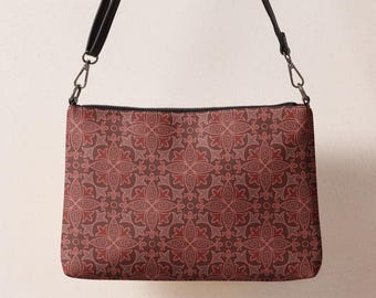 Christliche Ichthys-Umhängetasche, Armbandtasche mit Fischsymbol, Kunstledertasche, christliches Geschenk, Tasche mit Glaubensmotiv, katholisches Geschenk, rote Tasche