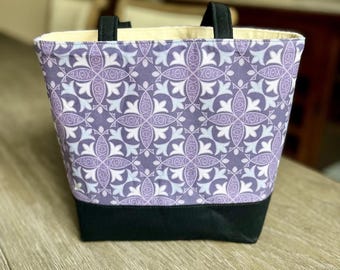 Purple Ichthus, 'Jesus Fish' Mid-Sized Handmade Tote Bag, Mass Bag, Women's Purse, Religious Gift, Catholic Christian Accessory