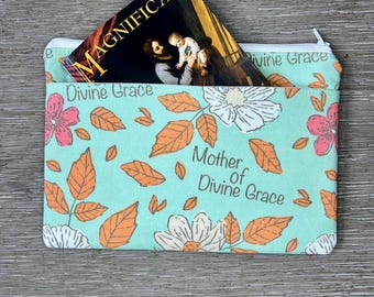 Mother of Divine Grace Magnificat Organizer - Zippered Bag, Devotional Rosary and Prayer Card Pouch, Prayer Companion, Catholic Gift