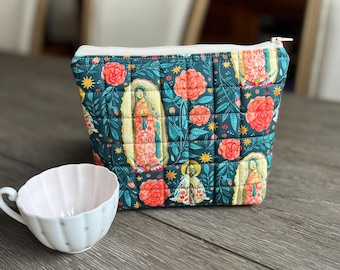 Our Lady of Guadalupe and Saint Juan Diego Quilted Zippered Pouch, Virgin Mary, Catholic Saint, Confirmation Communion Gift