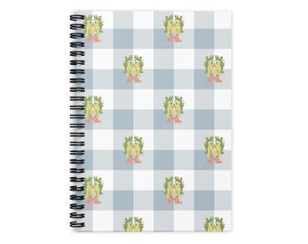 Auspice Maria Blue Plaid - Marianisches Monogramm Liniertes Spiral Notizbuch