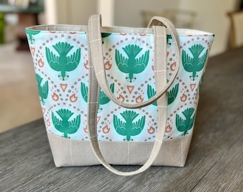 Holy Spirit/Descending Dove Tote Bag - Catholic Purse - Green and Beige Religious Gift - Baptism of Jesus Symbol - Mass Bag