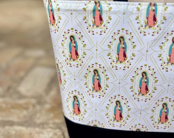 Our Lady of Guadalupe Chubby Tote Bag, Catholic Christian Gift for Women, Virgin Mary Accessory, Purse, Shoulder Bag, Mass Bag