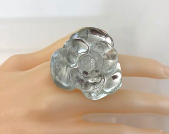 Resin /acrylic/lucite/ acetate Rose Flower Cocktail Rings