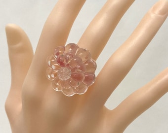 Resin/acrylic/lucite/acetate Dahlia Flower Cocktail Rings
