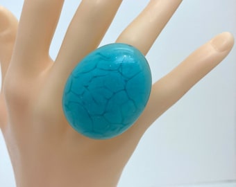 Oval Resin/acrylic/lucite/acetate Iridescent Oval Cocktail Ring