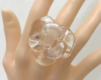 Resin /acrylic/lucite/ acetate Rose Flower Cocktail Rings