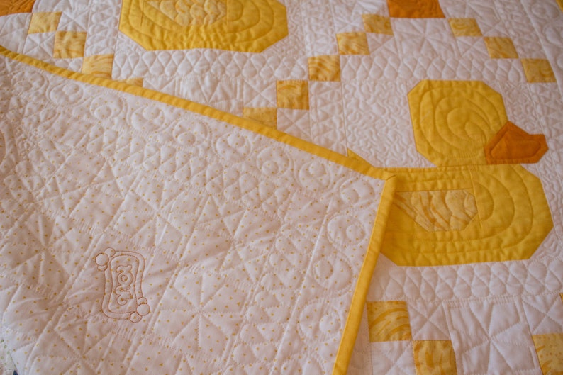 Yellow Baby Quilt, Duck Baby Quilt, Rubber Ducky Quilt, Baby Shower