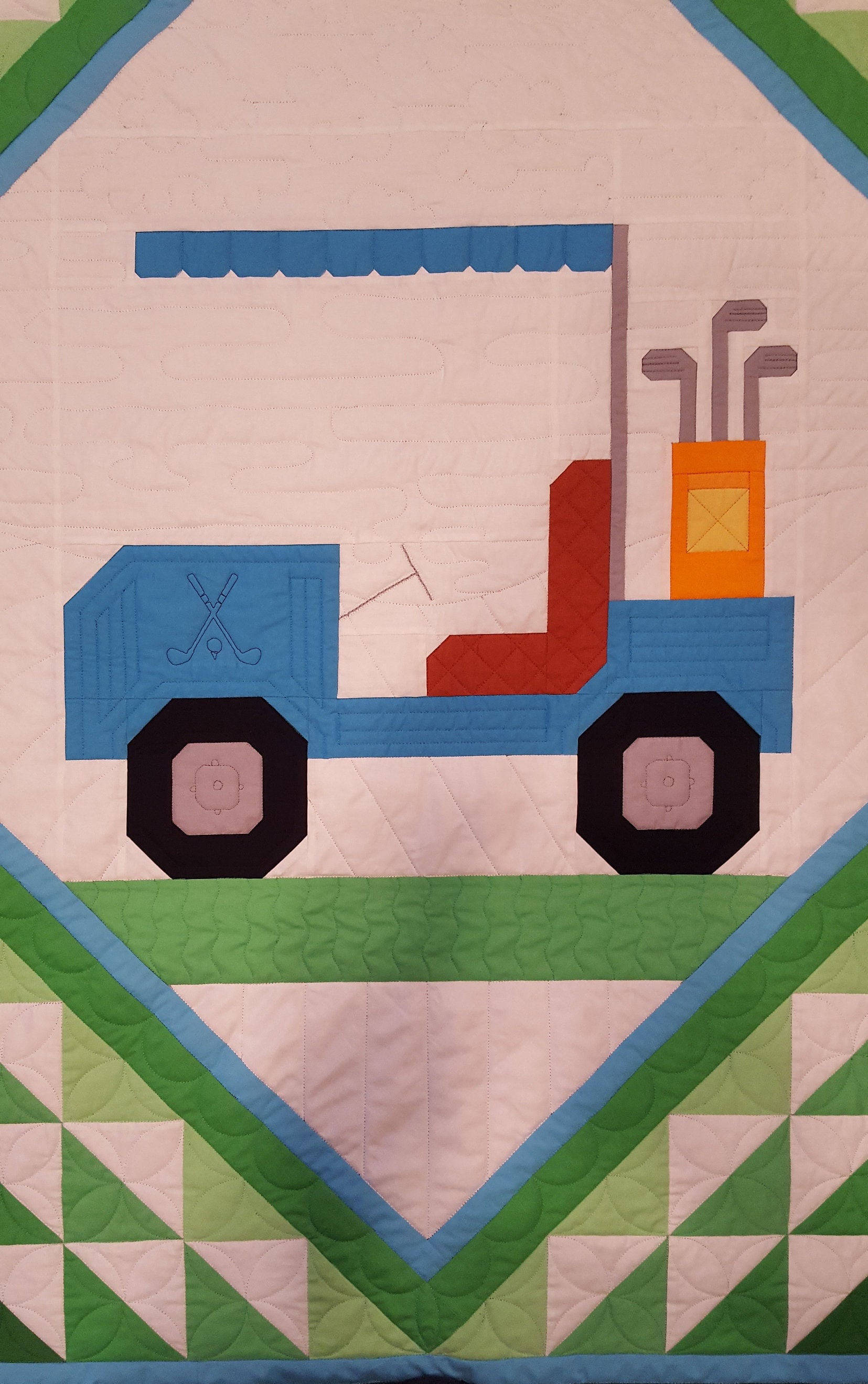Golfing Quilt Pattern, Front Nine Quilt Pattern, Golf Cart Quilt