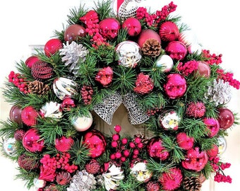 Traditional Holiday Wreath 25&quot; Diameter X 8&quot; depth