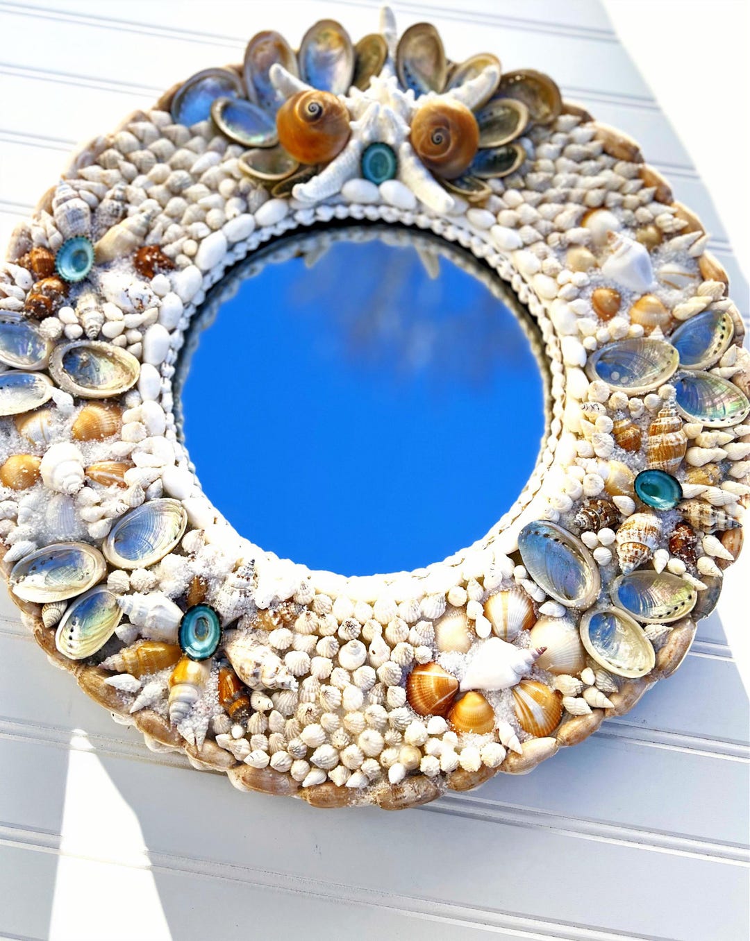 Sea Shell Mirror- 18" Overall Diameter With 10" Mirror Coastal- Beach ...