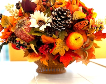 Sunflower Fall Centerpiece, Table Décor, Thanksgiving 18"W X 15"H