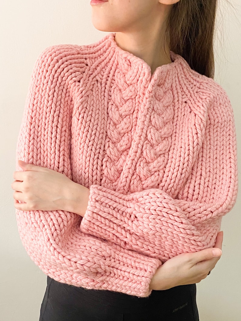 Hand knit cardigan Cropped chunky cardigan Short oversize Etsy