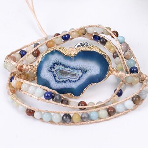 Blaue Spitze Achat Baum des Lebens Wrap Armband