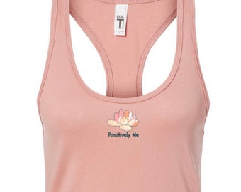 Tanque de flores de loto /Tanque de me positivamente/Tanque de yoga/Tanque de meditación/Camiseta sin mangas para mujeres