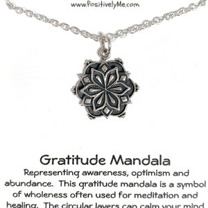 Gratitude Necklace| Mandala Silver Necklace for women|Affirmation Mandala Necklace|Sterling Silver Necklace|Mindfulness Gift|Girlfriend Gift