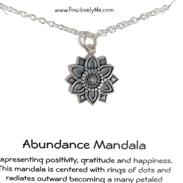 Collier Abondance| Collier mandala en argent pour femme | Argent sterling | Cadeau bijoux pour affirmation de soi | breloque fleur de lotus | bijoux bohèmes yoga spirituel