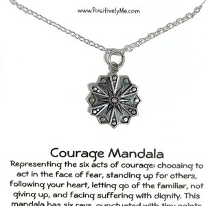 Courage Necklace | Courage Pendant| Sterling Silver Necklace| Affirmation Jewelry| Spiritual Necklace| Mandala Silver Necklace for Women