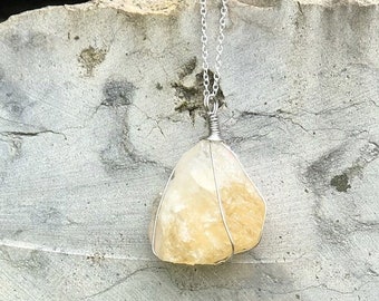 Citrine Crystal Wire Wrapped Necklace